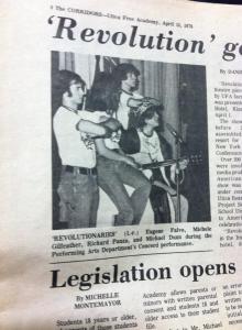 One of the loose news stories Debby placed around the room. The guy on the left, Gene, and Michelle were both at the Reunion. The others were missed!